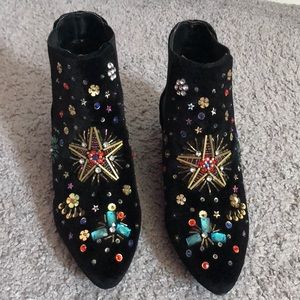 Betsey Johnson Black Velvet Boots